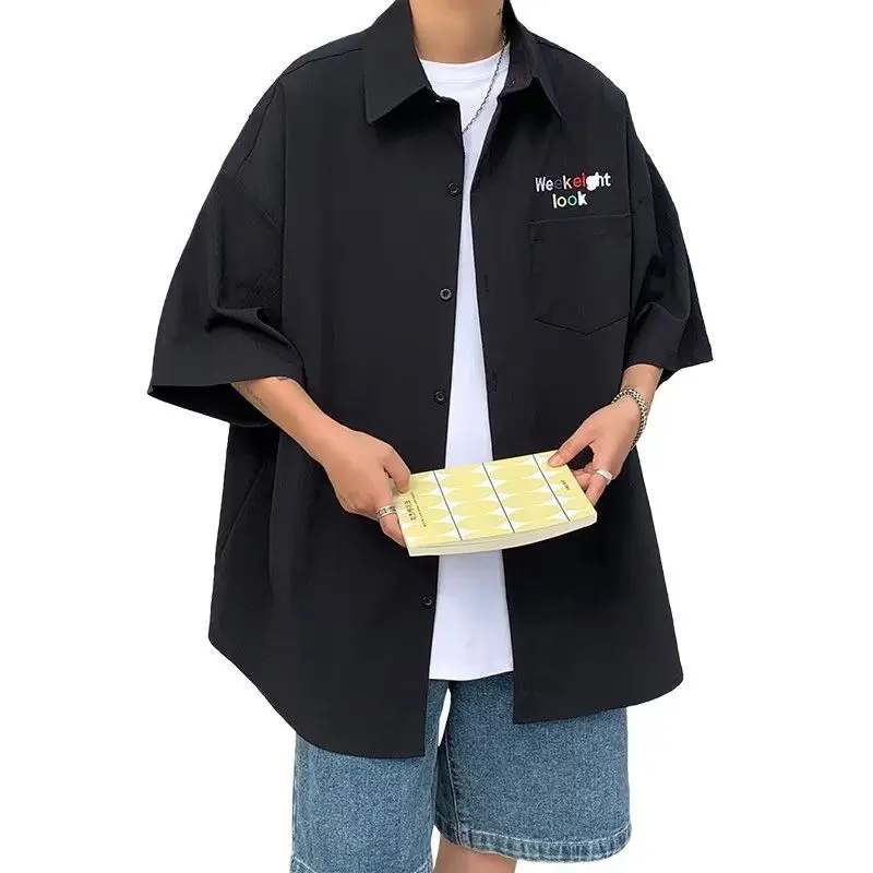 Китайский стиль, Ледяной Шелк, Плиссированная Свободная Рубашка в стиле Тан с короткими рукавами, Мужская Летняя Модная Повседневная Блузка 2023, Большие Размеры XL, 2xl, 3xl - 4