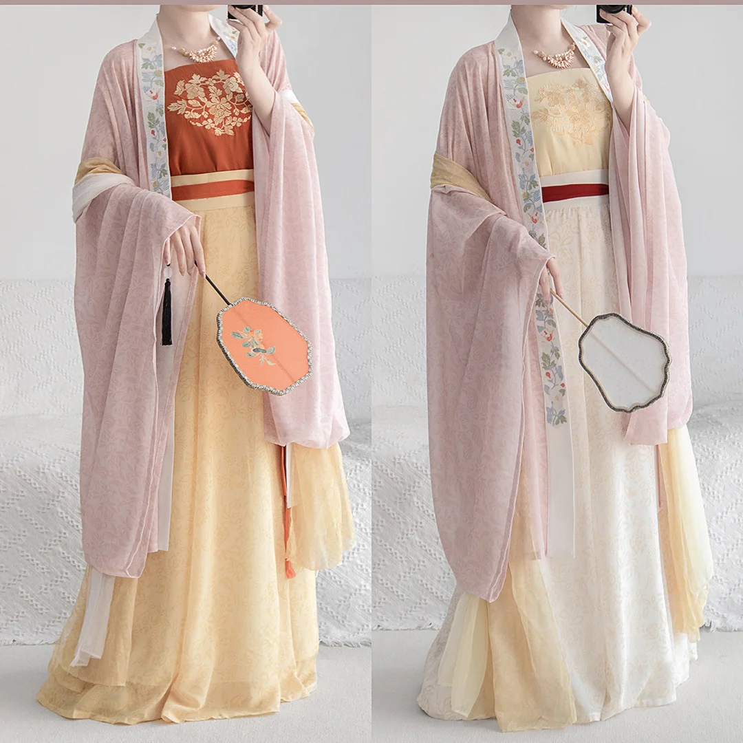 Китайское традиционное платье с вышивкой Hanfu, Весна-лето, Новый шифоновый комплект Hanfu, женский элегантный улучшенный комплект Hanfu - 2