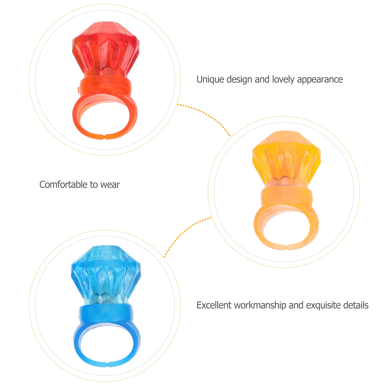 Кольцо с имитацией бриллианта, светодиодные кольца для вечеринок на пальцах, Светящиеся игрушки - 4