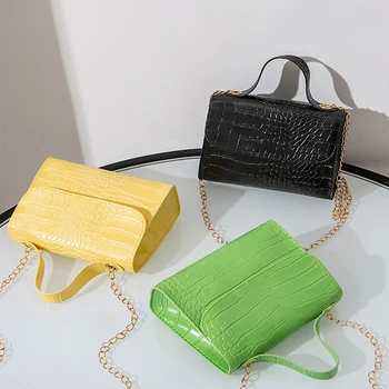Корейская модная сумка с рисунком крокодиловой кожи на одно плечо, мобильный кошелек для монет, Модная сумка-мессенджер с волнистой цепочкой, Портативная Квадратная сумка