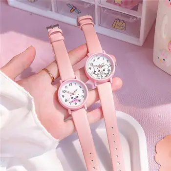 Корейские модные милые 2023 Новые детские часы из мягкой кожи, кварцевые светящиеся часы для мальчиков и девочек, часы Relogios