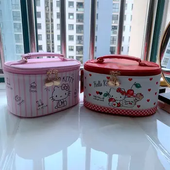 Косметичка Hello Kitty Kawaii, Модная коробка для хранения, Большая емкость, Портативный, удобный подарок на день рождения для девочки