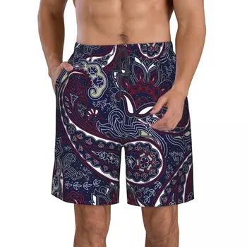 Летние Мужские шорты с 3D принтом Пейсли, пляжные шорты в гавайском стиле для отдыха, домашние шорты с завязками