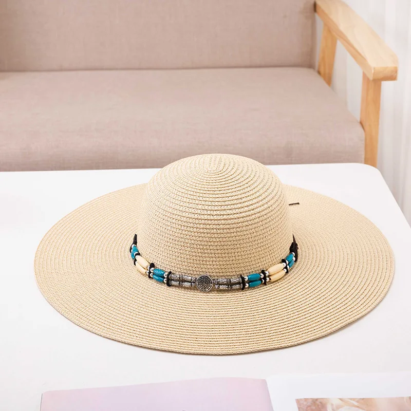 Летняя шляпа для женщин, Пляжная шляпа от Солнца, Соломенная шляпа, Панама, Фетровая кепка с широкими полями, защита от ультрафиолета, Летняя кепка для женщин - 1