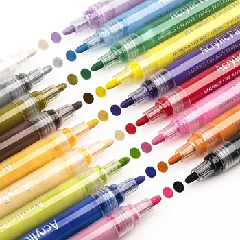 Малярные ручки для наскальной живописи 18 цветов, Набор акриловых ручек для рисования, Быстросохнущие фломастеры премиум-класса 2,0 мм, точечные малярные ручки для дерева