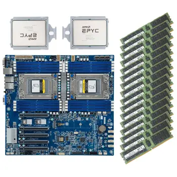 Материнская плата Gigabyte MZ72-HB0 2x с процессором AMD EPYC 7763, 1 ТБ оперативной памяти Sams 3200 МГц, 16x оперативной памяти Sams 32 ГБ 3200 AA (3200 МГц) ECC