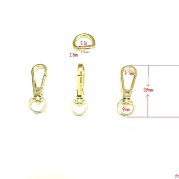 Металлический поворотный спусковой крючок с застежкой-карабином, кольцо-цепочка для ключей, золото, никель, оружейный металл