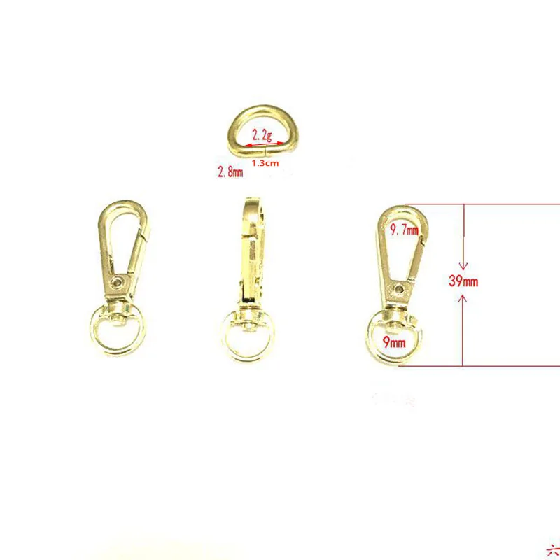 Металлический поворотный спусковой крючок с застежкой-карабином, кольцо-цепочка для ключей, золото, никель, оружейный металл - 0