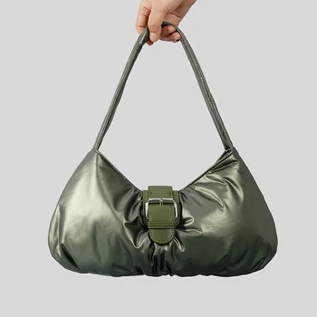 Модная мягкая сумка из фугу под мышками, Дизайнерские женские сумки на плечо с подкладкой, Роскошные Серебряные нейлоновые женские сумки, маленькая сумка-тоут из хлопка