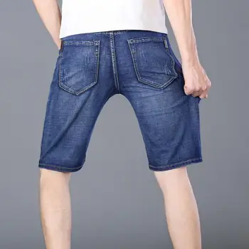 Мужские короткие джинсы, модные низы, универсальные джинсовые брюки с множеством карманов длиной до колена для вечеринки, Мужские Шорты, короткие джинсы