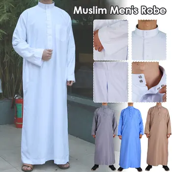 Мусульманские Исламские халаты Одежда Мужская Арабская Одежда В стиле Ретро С Длинным рукавом, Однотонные Свободные Дубайские Саудовские арабские Рубашки-кафтаны, Топ