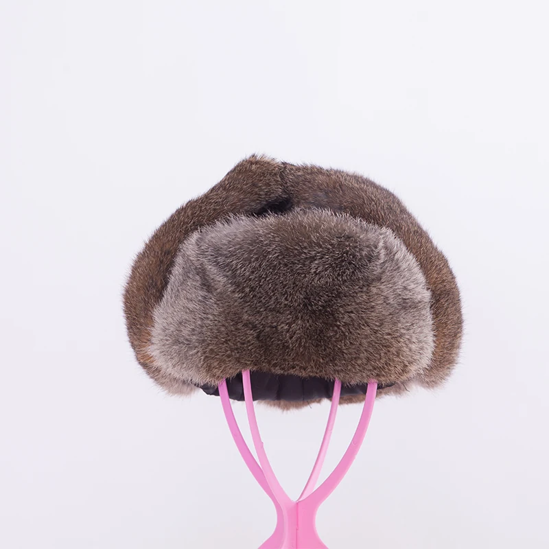 Новая зимняя шапка для мужчин из натурального меха кролика, теплая зимняя мужская шапка, меховой берет, российские шапки высокого качества для сохранения тепла - 2