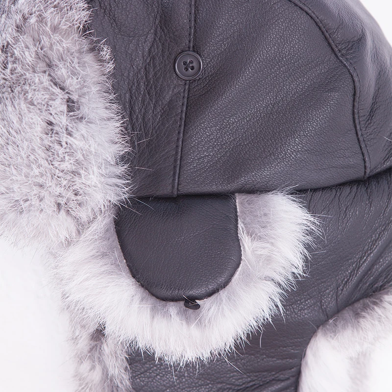 Новая зимняя шапка для мужчин из натурального меха кролика, теплая зимняя мужская шапка, меховой берет, российские шапки высокого качества для сохранения тепла - 3