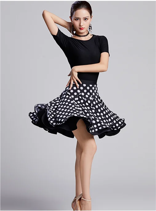 Новая современная танцевальная одежда в леопардовый горошек, короткая плиссированная юбка, Национальный стандарт, Вальс, джаз, танцевальные тренировочные юбки в наличии - 1