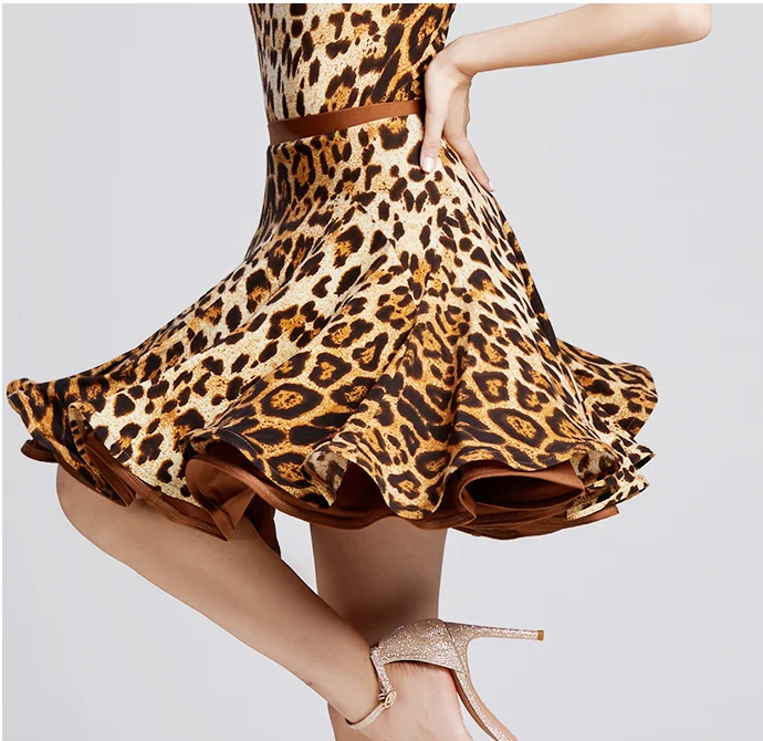 Новая современная танцевальная одежда в леопардовый горошек, короткая плиссированная юбка, Национальный стандарт, Вальс, джаз, танцевальные тренировочные юбки в наличии - 3