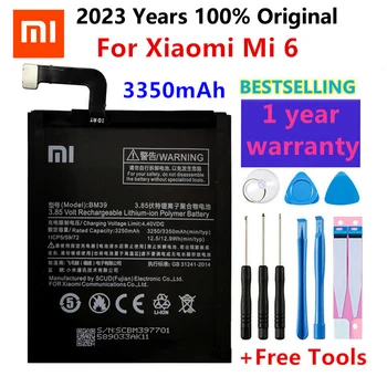 Новинка 2023 Года, 100% Оригинальный Аккумулятор Xiao mi BM39 3350 мАч Для Xiaomi 6 Mi6 M6, Высококачественные Сменные Батареи для телефона, Бесплатные Инструменты