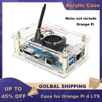 Новый Акриловый чехол для Orange Pi 4 LTS Прозрачный Корпус Прозрачная Коробка Защитный Кожух С Охлаждающим Вентилятором Радиатор для OPi 4 LTS