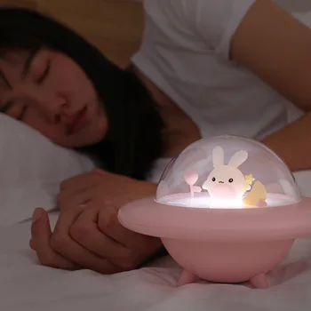 Ночник Kawaii rabbit, настольная лампа, Прикроватная тумбочка для спальни, ночники для детской комнаты, светодиодные сетчатые красные креативные лампы для детей