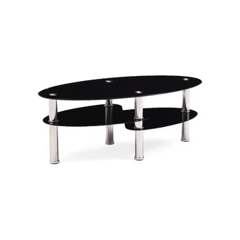 Овальный стеклянный 3-Ярусный журнальный столик Hodedah, Черный чайный столик мебель для гостиной