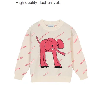 Оригинальный розовый свитер с принтом слона Aw, модный брендовый супер розовый свитер с круглым вырезом