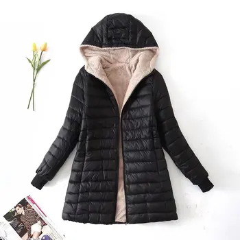 Осенне-зимнее новое хлопковое пальто средней длины с капюшоном и флисом для сохранения тепла, верх из овечьего флиса, женское пальто
