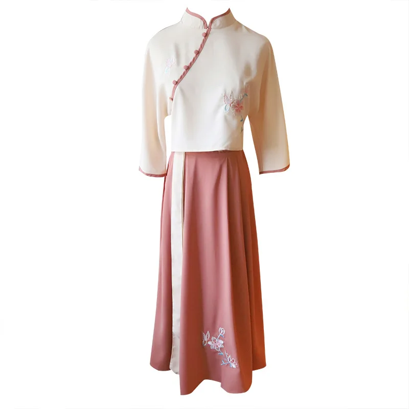 Платье Hanfu, традиционные китайские топы для женщин, улучшенное ретро-платье Hanfu из двух частей - 4