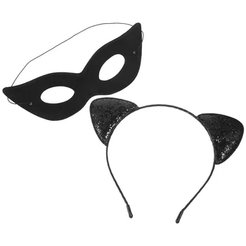 Повязка на голову с ушами, Аксессуары для волос, реквизит для тематической вечеринки, маска для глаз, костюм на Хэллоуин, лента для волос в стиле кота