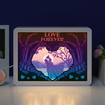 Подарок на День Святого Валентина, пара, Юбилей, 3D Вырезанная из Бумаги Теневая коробка, светодиодный ночник, настольная лампа для Спальни