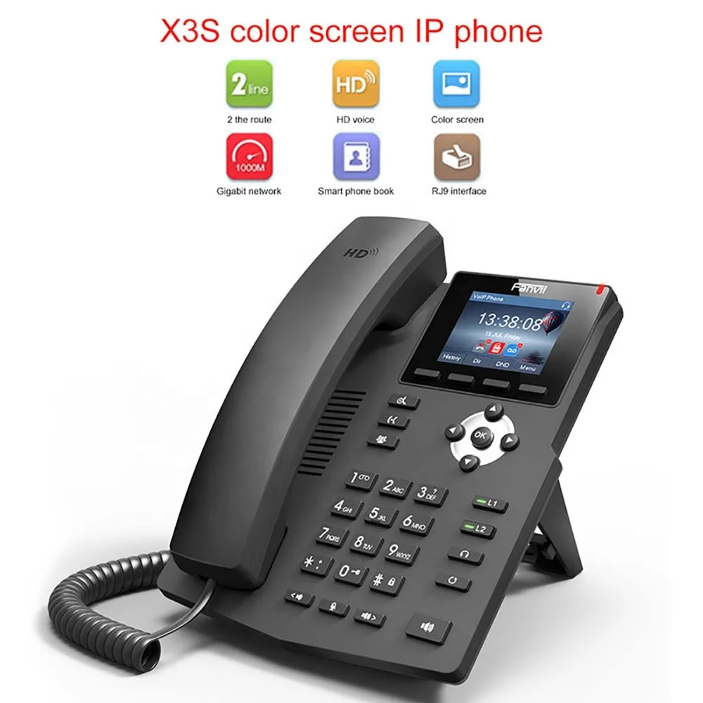 Поддержка 2 Sip-линий POE X3SP Fanvil Voip Phone Настольный бизнес IP-телефон - 1
