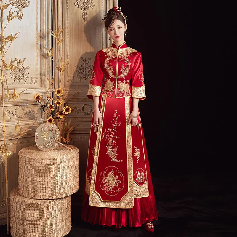 Показать Тонкое платье Невесты Новое Китайское Свадебное платье в Винтажном стиле с Короной Феникса Xiapei Женское Шоу-Кимоно костюм для восточных - 0