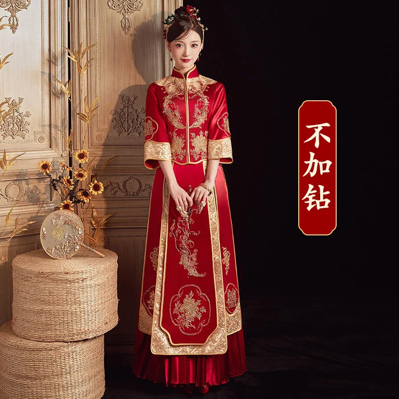 Показать Тонкое платье Невесты Новое Китайское Свадебное платье в Винтажном стиле с Короной Феникса Xiapei Женское Шоу-Кимоно костюм для восточных - 5