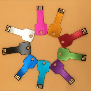 Пользовательский логотип USB Key Shape Pendrive Металлическая Карта Памяти 4 ГБ 8 ГБ 16 ГБ 32 ГБ 64 ГБ USB флэш-накопитель pen drive флэш-usb-диск pen drive