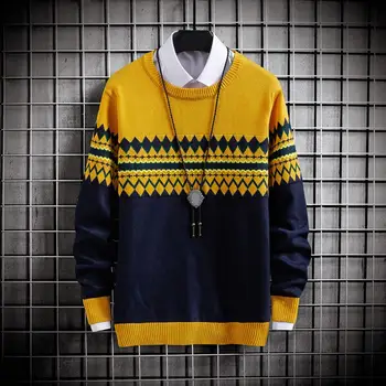 Популярный Облегающий Вязаный Пуловер, верхняя одежда, Мужской Пуловер, Верхняя одежда для темперамента