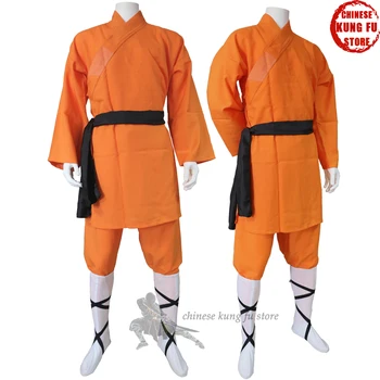 Популярный Оранжевый Полиэфирный костюм для боевых искусств Шаолиньского кунг-фу Ушу в натуральную величину для детей и взрослых