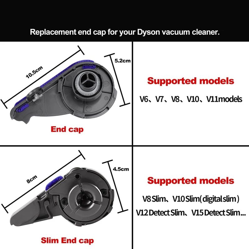 Роликовая щетка с торцевой крышкой для Dyson V6/V7/V8/V10/V11, Запасные части для пылесоса, Боковая торцевая крышка - 2