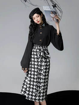 Рубашка с квадратным вырезом в стиле династии Мин Ханфу, Винтажный Китайский топ с вышивкой, Элегантная Свободная Женская рубашка