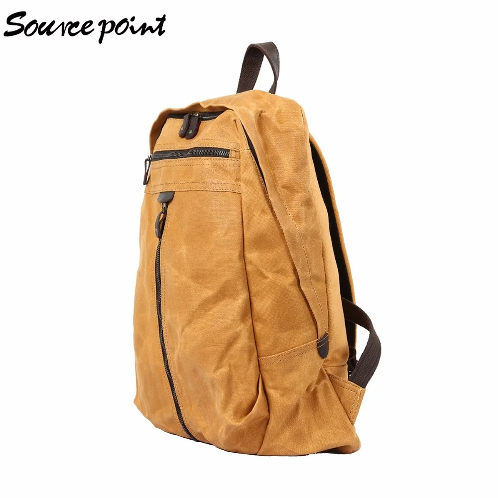 рюкзак, холщовые вощеные ретро сумки для ноутбуков, мужской походный рюкзак, водонепроницаемый дорожный - 3