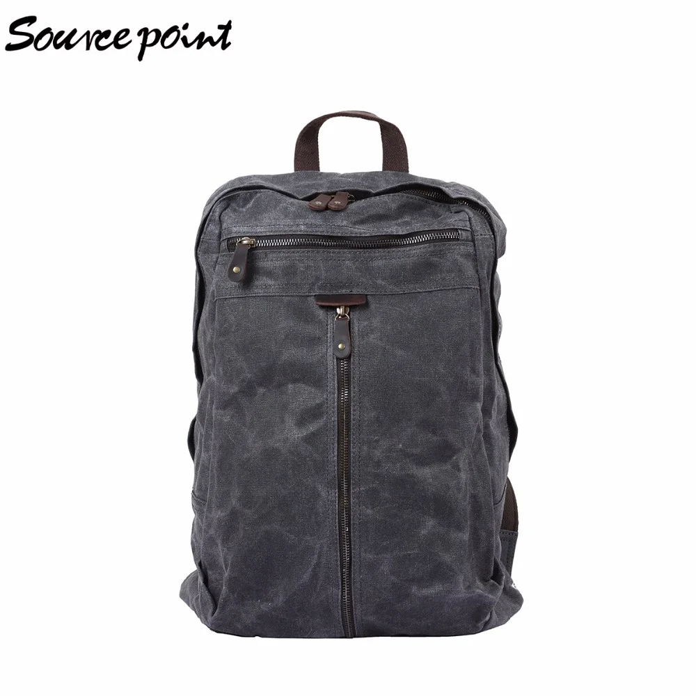 рюкзак, холщовые вощеные ретро сумки для ноутбуков, мужской походный рюкзак, водонепроницаемый дорожный - 5