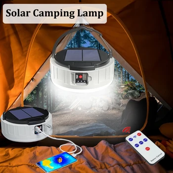 Светодиодная лампа на солнечной батарее Портативная Ночная лампа для кемпинга Перезаряжаемый фонарь для палатки на открытом воздухе С дистанционным управлением для аварийного освещения