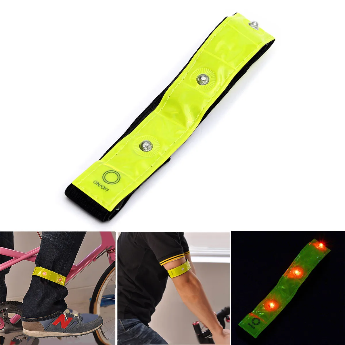 Светодиодная светоотражающая повязка на руку, светоотражающие ленты, Ремень безопасности для ночного бега, браслет для занятий бегом трусцой, велоспортом, Спортивная лента - 0