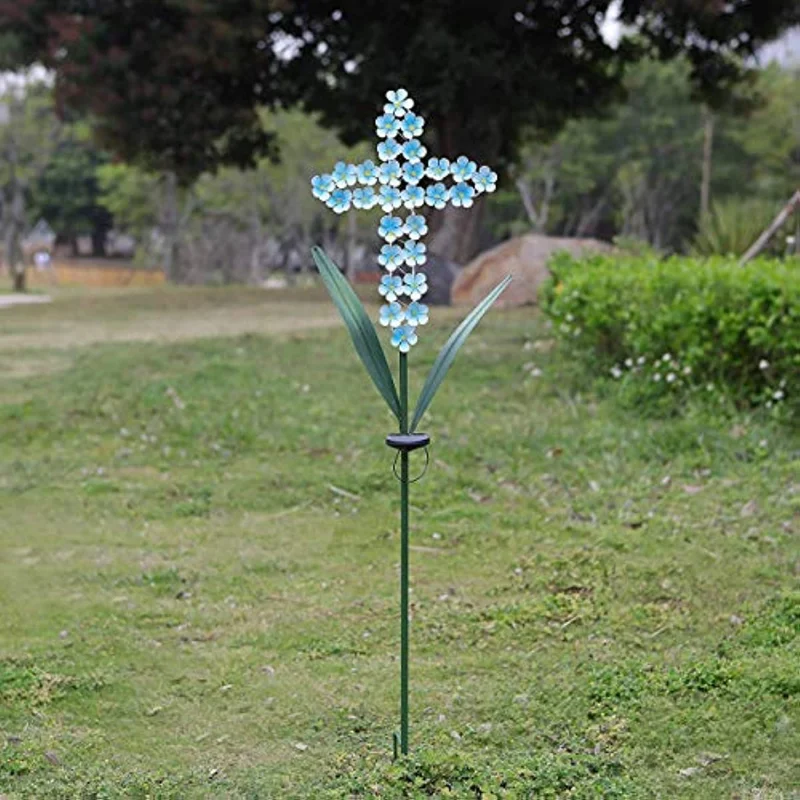 Светодиодный Солнечный крестовый садовый маркер открытый солнечный светильник двор декоративный цветок для памятных подарков - 0