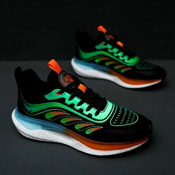Светоотражающие кроссовки для бега, мужские ночные спортивные кроссовки для бега трусцой, Дышащая спортивная обувь для ходьбы, Трендовые кроссовки на подушках, мужская обувь