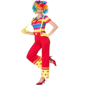 Сексуальный забавный костюм клоуна для женщин, Праздничный костюм клоуна, Косплей, Нарядная вечеринка, Ролевые игры на Хэллоуин, Забавные наряды с париком