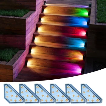 Солнечные ступенчатые светильники ABS + PC Водонепроницаемые RGB Солнечные лестничные фонари для крыльца, заднего двора, сада