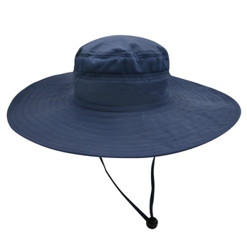 Солнцезащитная шляпа UPF 50 +, с широкими полями 12 см, защищающая от солнца, дышащая, темно-синяя рыбацкая шляпа