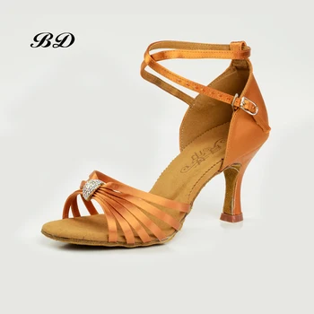 Спортивные кроссовки танцевальная обувь бальные женские латинские туфли импортные Атлас каблук 7,5 см ПОТ стелька легко вычет БД 2311 сайт bddance
