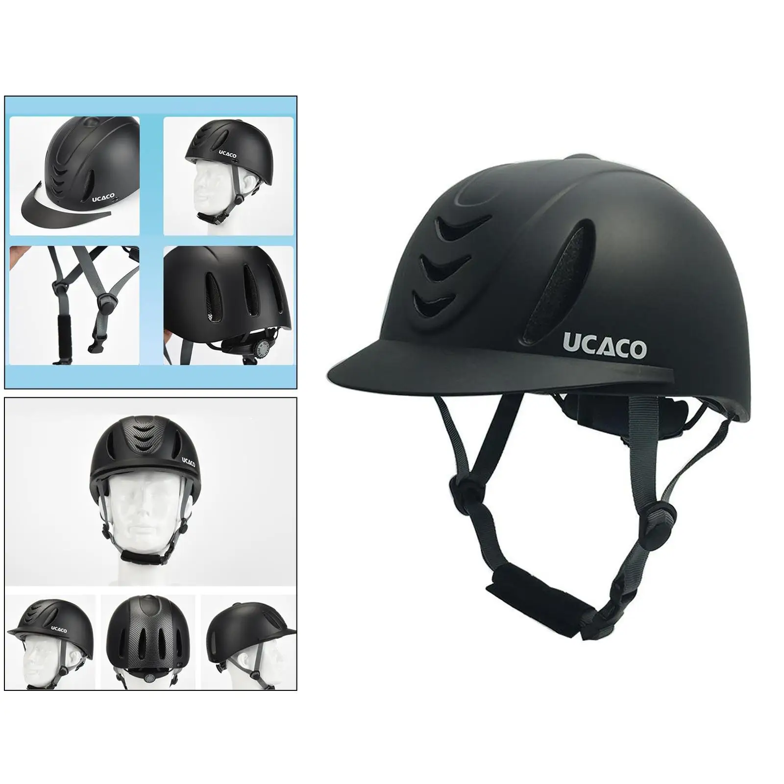 Стартовый шлем для верховой езды, защитный шлем старше 13 лет, полностью черный - 0