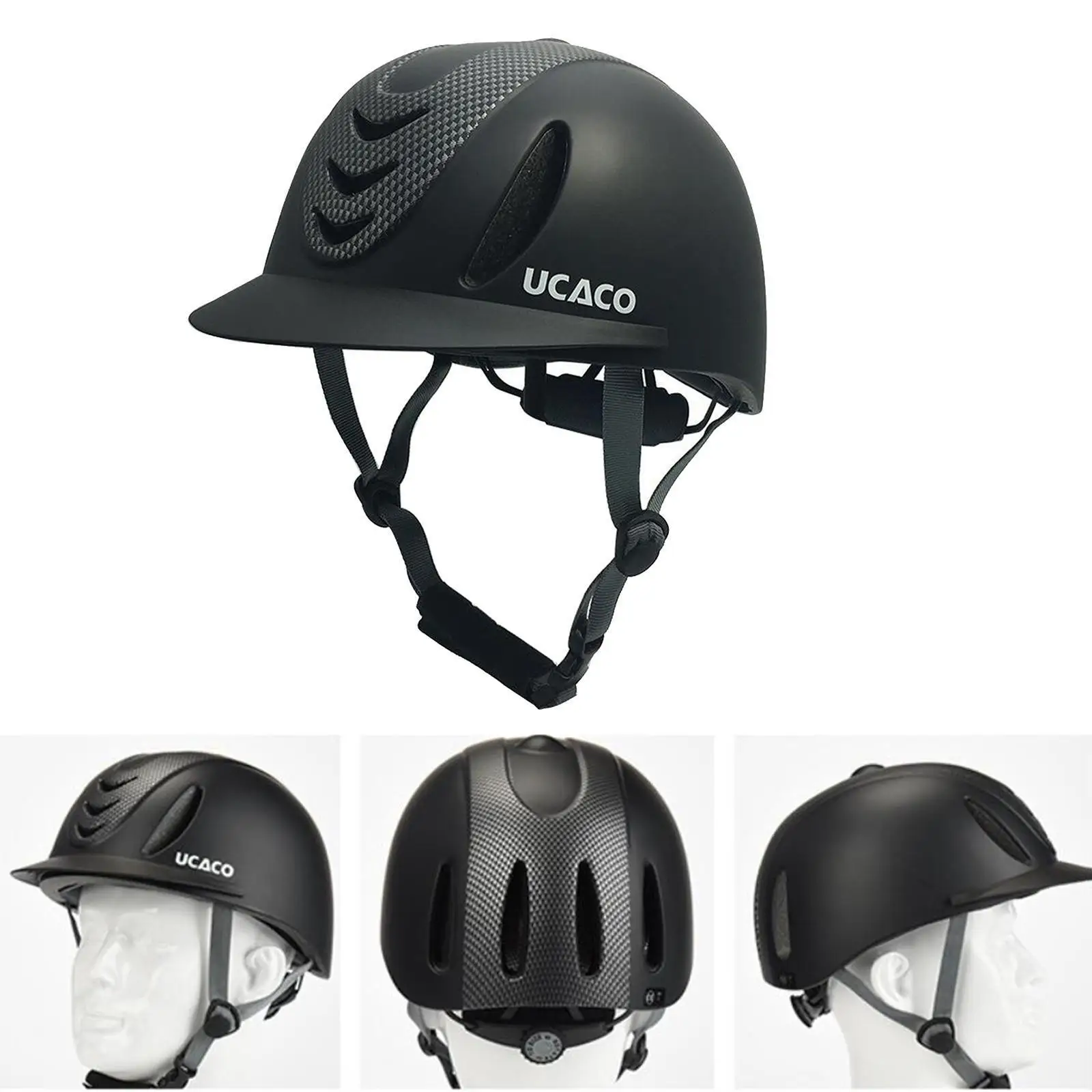 Стартовый шлем для верховой езды, защитный шлем старше 13 лет, полностью черный - 3