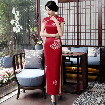 Старый Шанхай, Новый Mxai Cheongsam, винтажное китайское длинное вечернее платье, Восточное женское элегантное Qipao Vestido 5XL