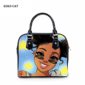 Сумки с верхней ручкой KOKO CAT для женщин 2019, черные сумки для девочек, волшебные африканские сумки на плечо, Женская Роскошная сумка-мессенджер из искусственной кожи
